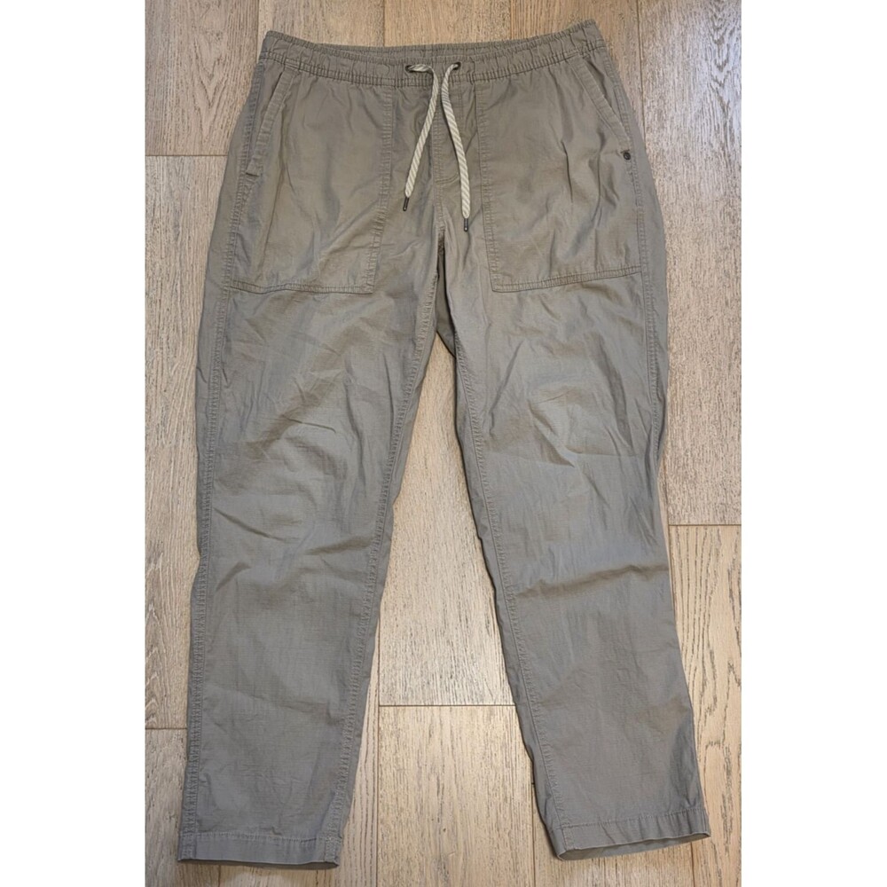 Vuori Ripstop Pants Mens L Khaki Elastic Waist Drawstring Casual Outdoors READ